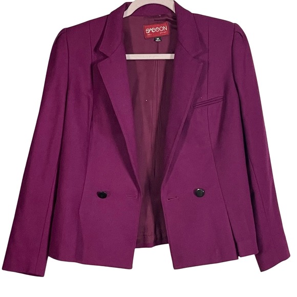 VTG Sasson Wool Blazer Sz 10 Magenta Cropped Double Breasted 80s‎ Paris NY - Picture 8 of 16
